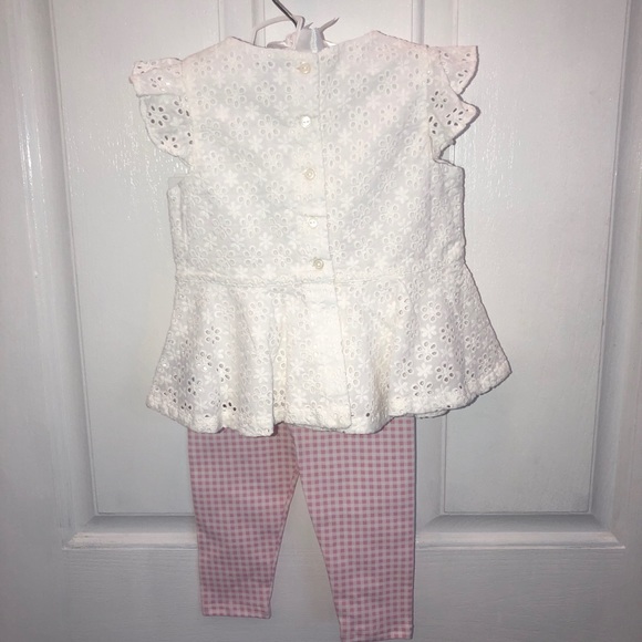 RALPH LAUREN EYELET TUNIC & PINK GINGHAM LEGGINGS - Picture 2 of 5